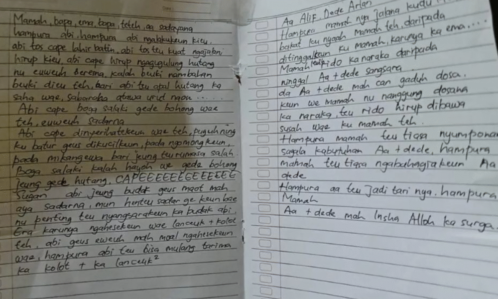 Pilu! ini isi surat wasiat ibu yang akhiri hidup bersama 2 anaknya cape punya suami selalu bohong dan berutang