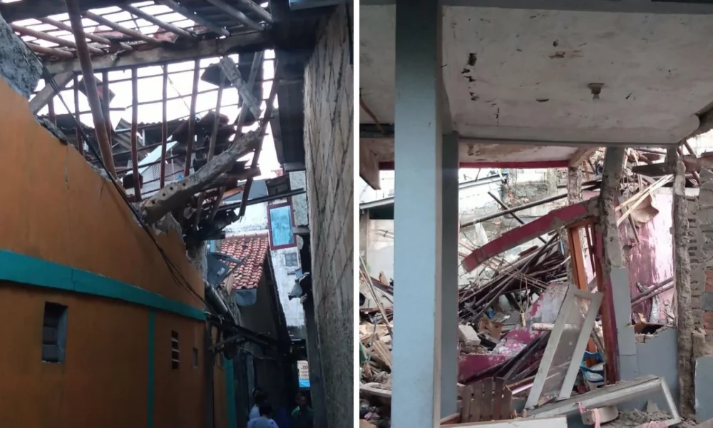 Sejumlah rumah hancur usai terjadi ledakan misterius di pondok cabe tangsel