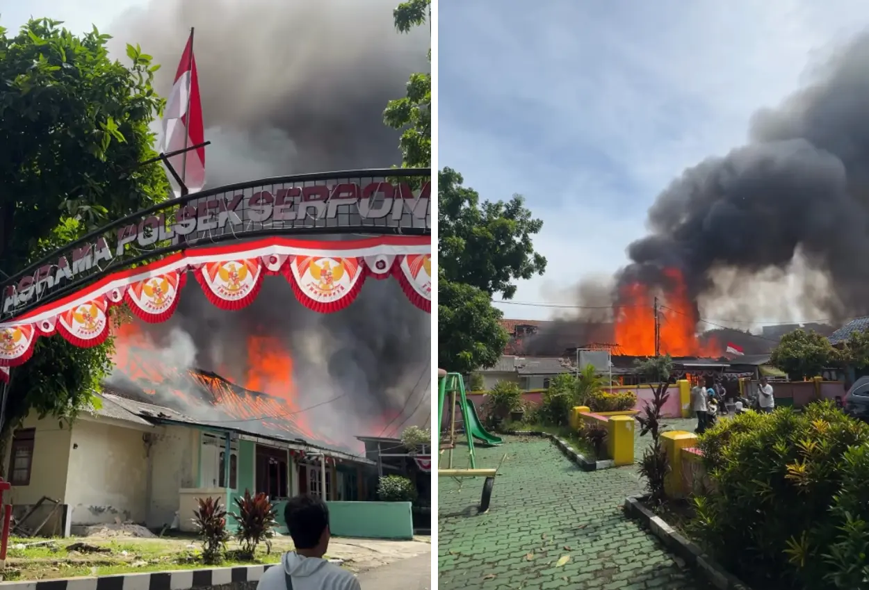 Viral! asrama polri di serpong ludes terbakar