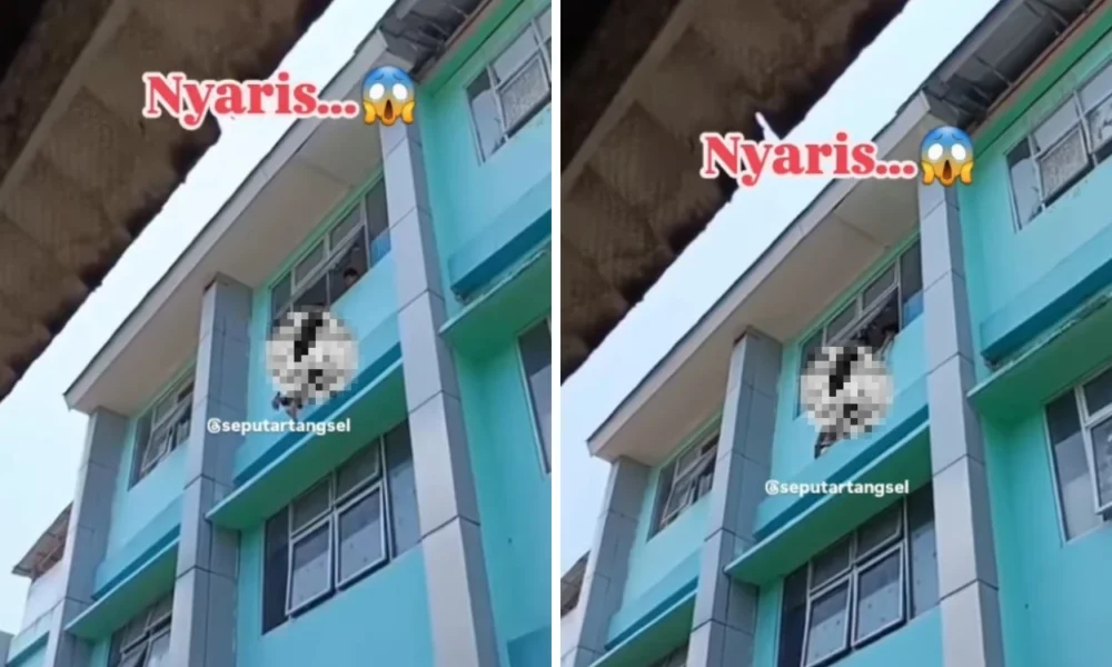 Viral! siswa sd di pamulang nyaris jatuh dari lantai 3 gedung sekolah