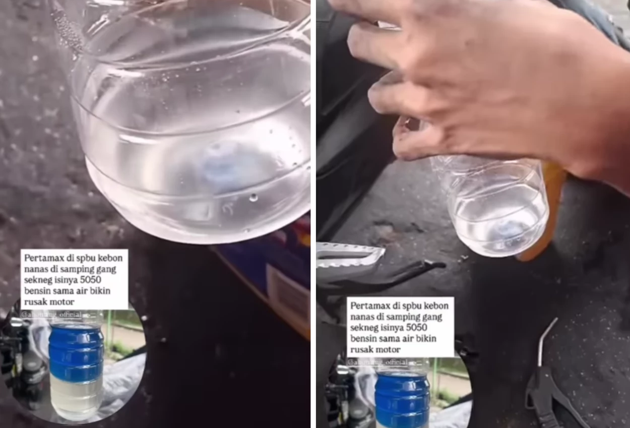Viral! warga di tangerang shock beli pertamax isinya dicampur air