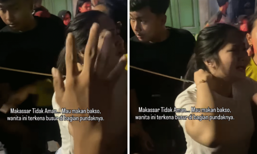 Wanita di makassar tertancap busur saat hendak makan bakso
