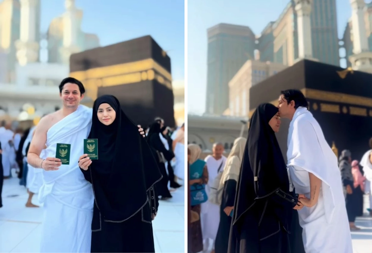 Andrew andika resmi menikah dengan violentina kaif, pamer buku nikah di depan kakbah