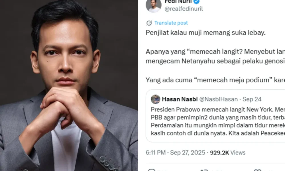 Fedi nuril sindir hasan nasbi di x penjilat kalau muji emang suka lebay