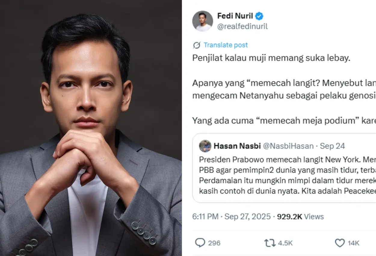Fedi nuril sindir hasan nasbi di x penjilat kalau muji emang suka lebay