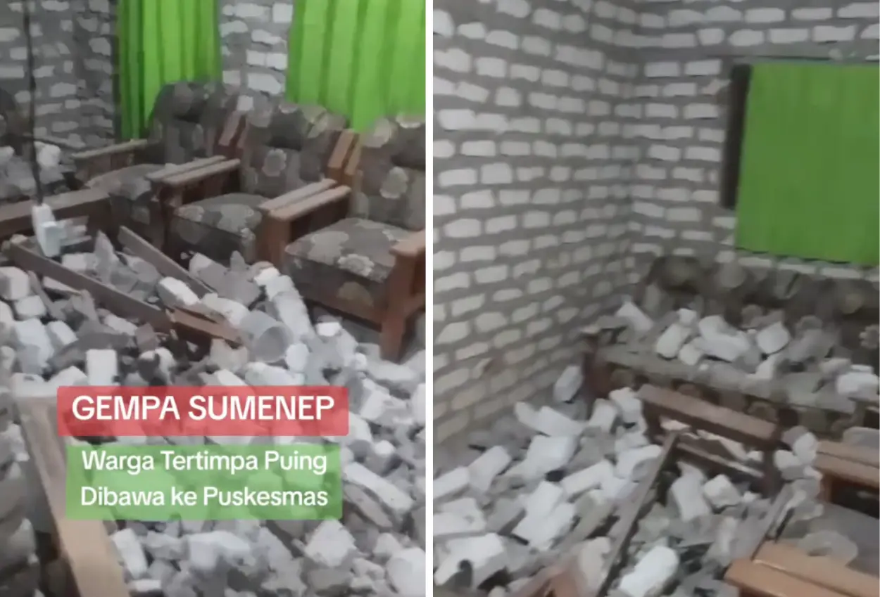 Gempa m 6,5 di sumenep rusak masjid hingga rumah, warga tertimpa reruntuhan