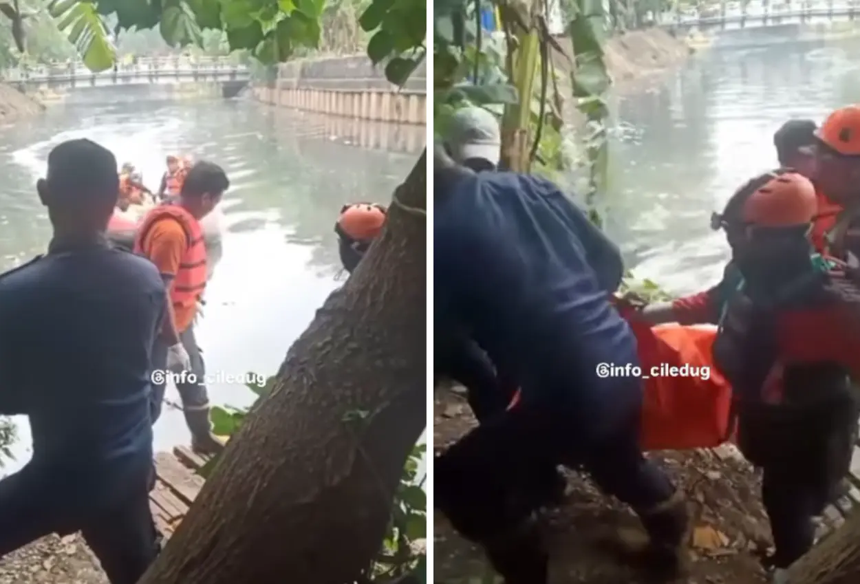 Jasad pria yang jatuh ke kali angke cipondoh ditemukan