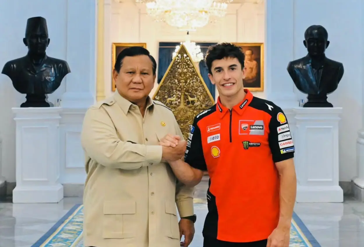 Marc marquez ngaku senang kembali ke indonesia saat temui prabowo di istana