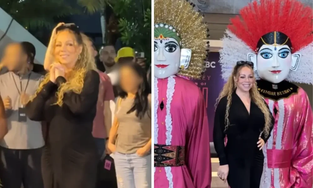 Mariah carey disambut ondel ondel saat baru tiba di jakarta