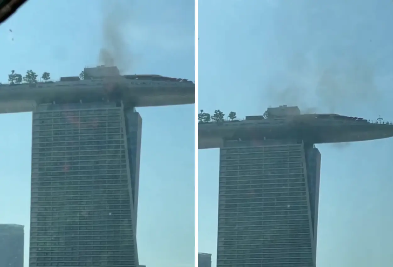 Marina bay sands kebakaran, diduga akibat pekerjaan las