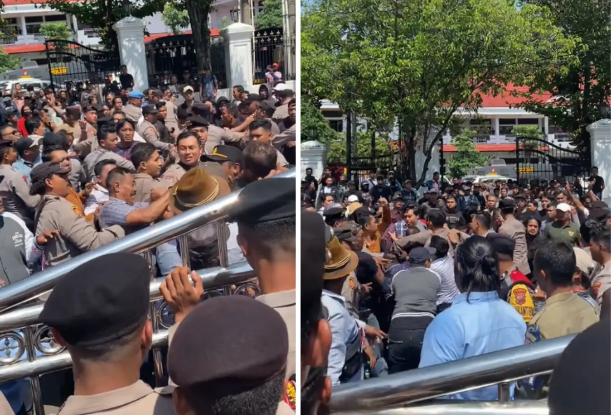 Ricuh! massa saling ribut hingga adu jotos jelang rapat pansus hak angket dprd pati