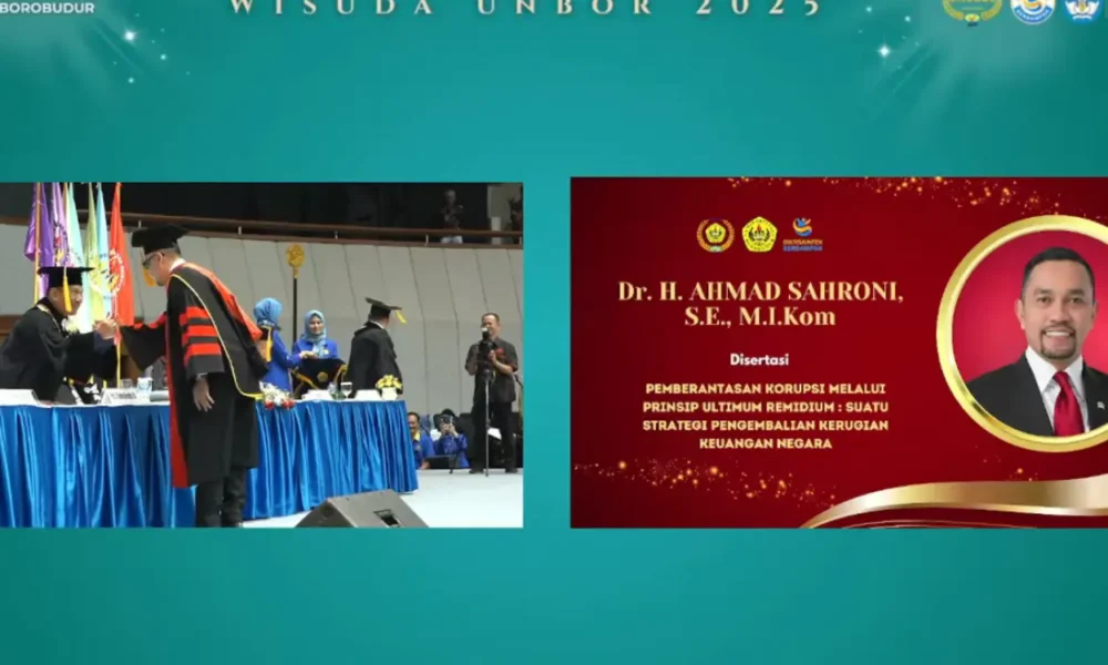 Usai 1,5 bulan menghilang, ahmad sahroni tiba tiba muncul dengan gelar doktor ilmu hukum