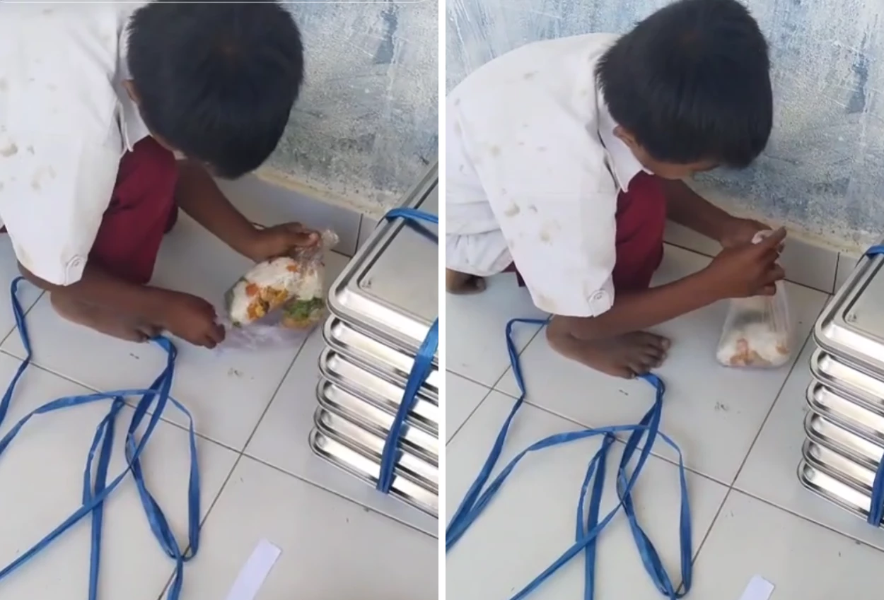 Viral! anak sd di sulawesi tenggara bawa pulang mbg untuk makan adik dan neneknya
