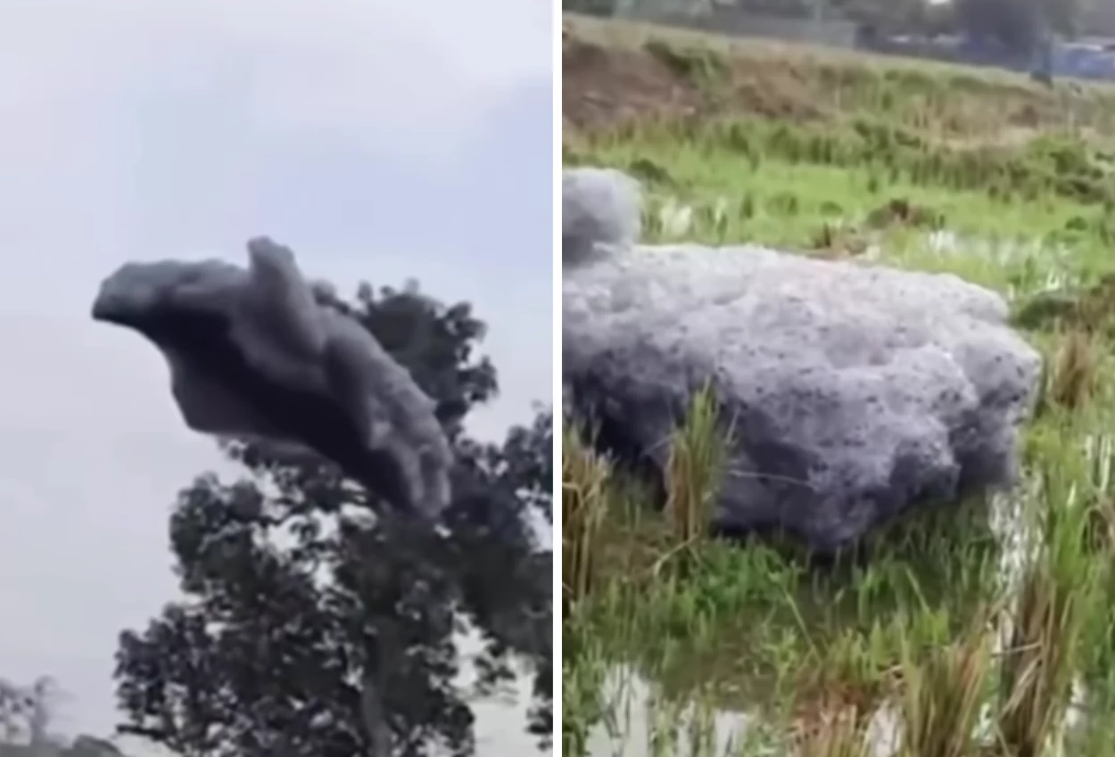 Viral! warga digegerkan oleh gumpalan busa hitam di langit subang, diduga dari limbah industri