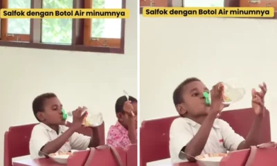 Viral di sosmed! bocah sd di papua minum dari botol bekas sabun cuci piring