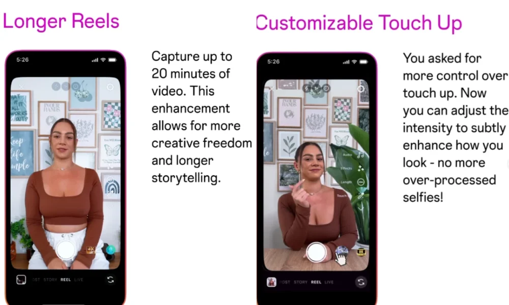 Instagram tambah durasi reels jadi 20 menit, lengkap dengan fitur undo dan touch up