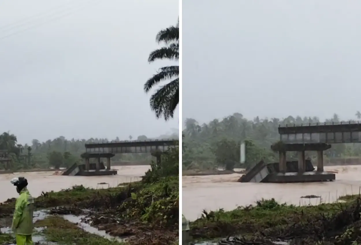 Jembatan di lubuk aluang padang pariaman ambruk