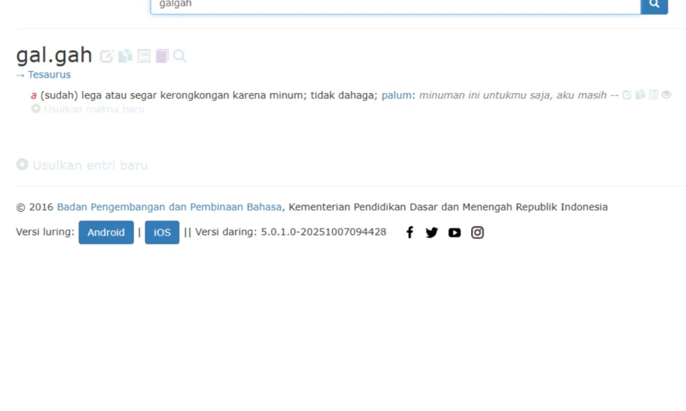 Kata ‘galgah’ resmi masuk kbbi, jadi lawan kata haus yang baru