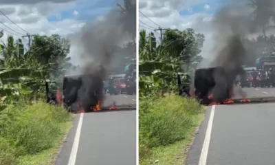 Mobil pengangkut uang terbakar di sulbar, rp4 m hangus dilalap api