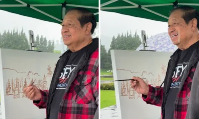 Momen sby asyik nyanyi lagu tul jaenak sambil melukis candi arjuna