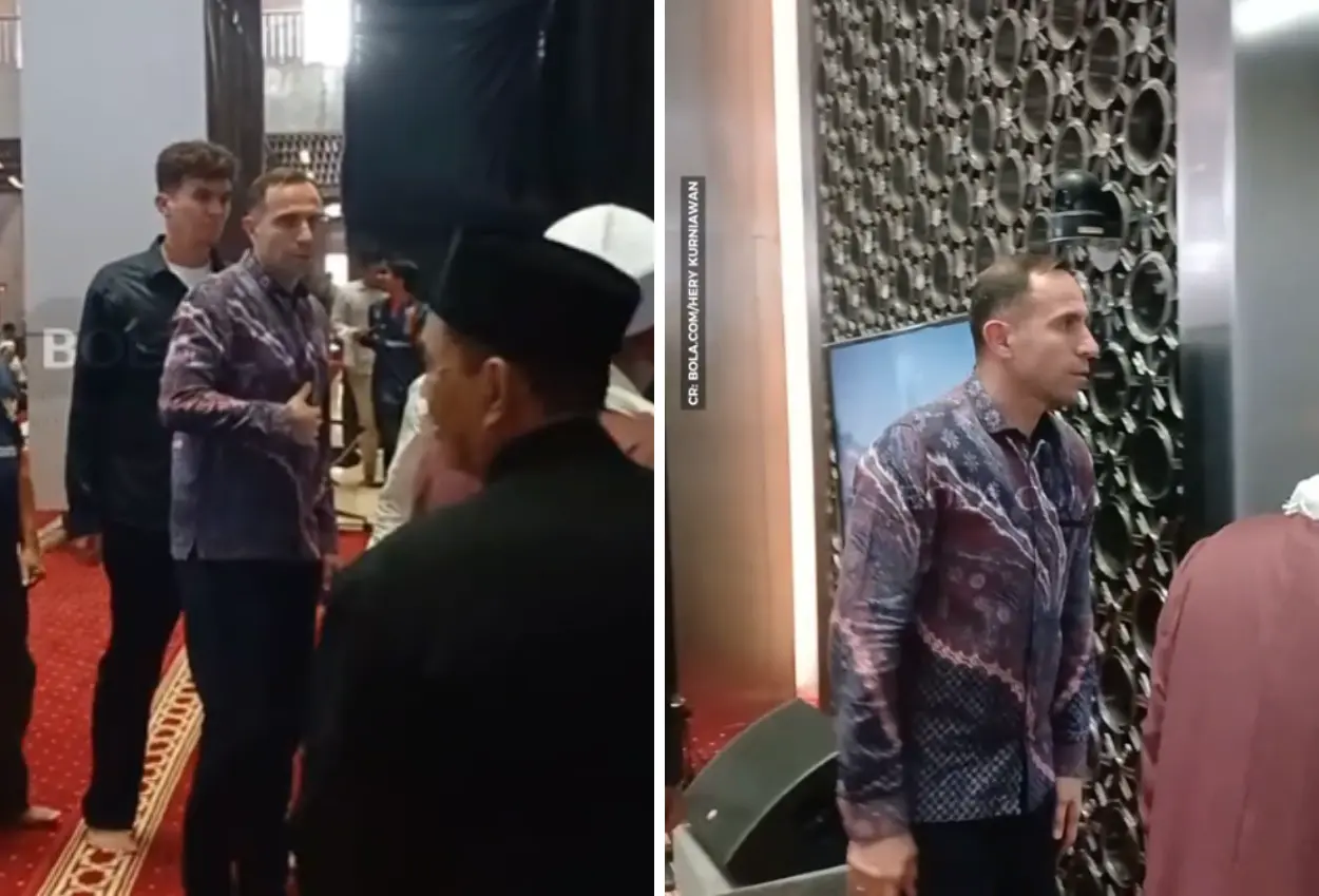Salat jumat di istiqlal, timur kapadze pakai batik di saf paling depan
