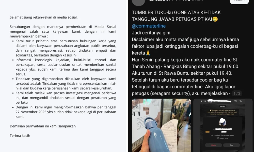 Sudah jatuh tertimpa tangga, wanita yang kehilangan tumbler di krl kini ikut kehilangan pekerjaannya