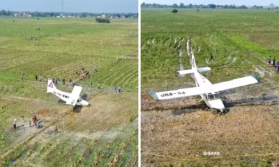 Tkp pesawat jatuh di karawang malah jadi spot foto warga