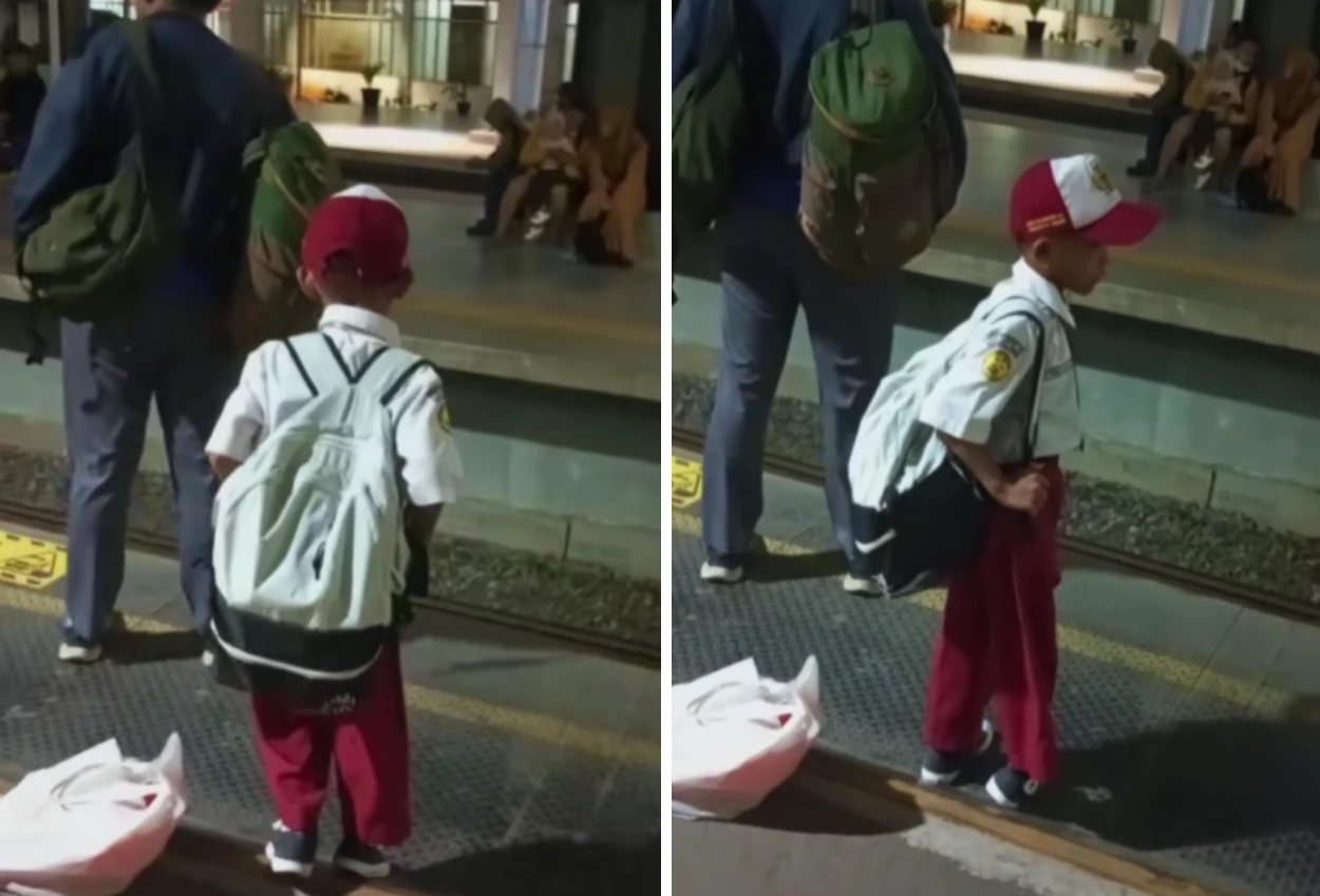Viral! bocah sd berangkat pagi buta naik krl dari tangerang ke klender sendirian