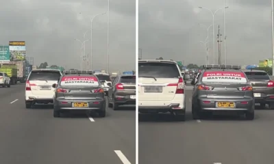 Viral di sosmed! mobil polisi terekam ugal ugalan di jalan tol tangerang merak