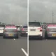 Viral di sosmed! mobil polisi terekam ugal ugalan di jalan tol tangerang merak