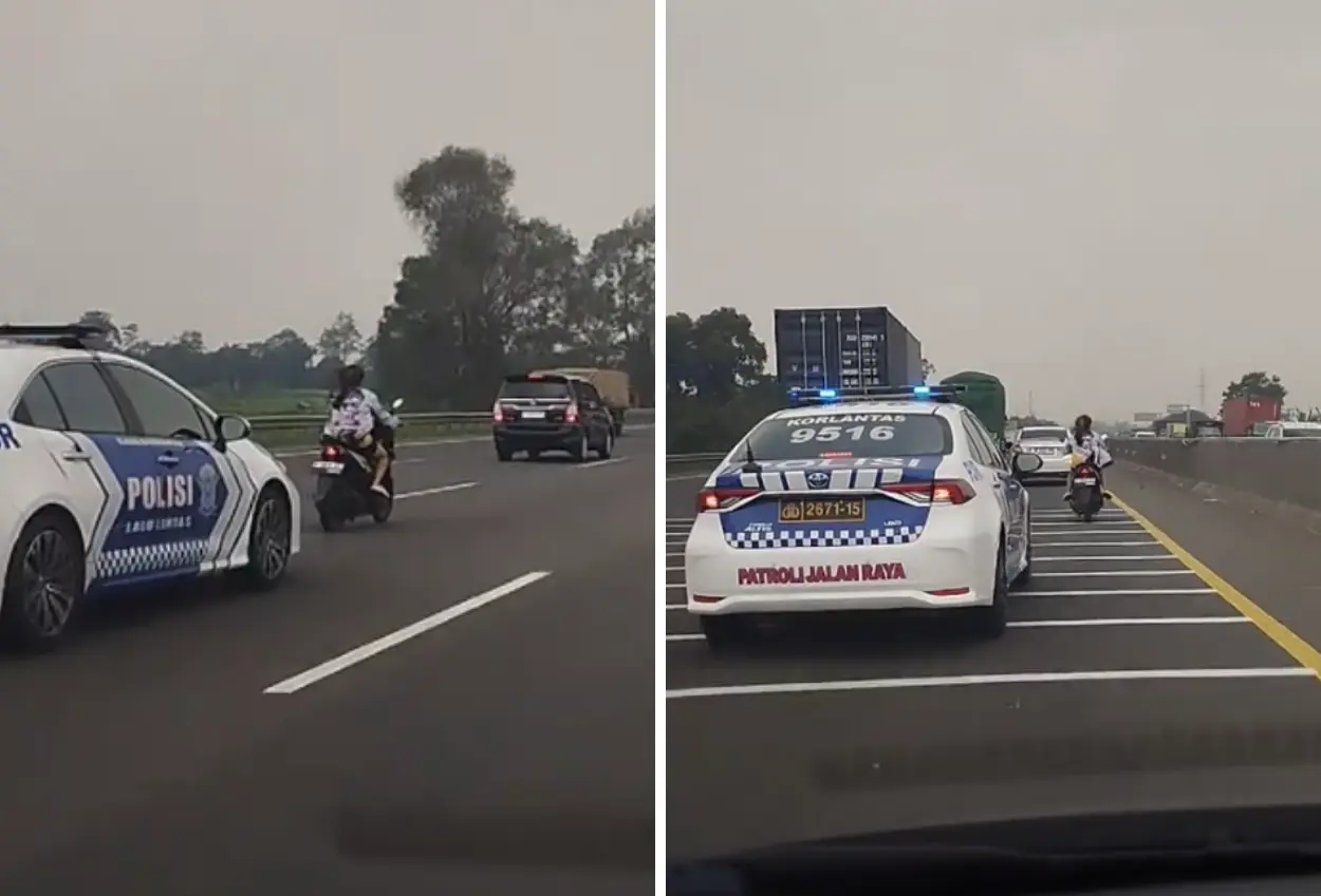 Viral di sosmed! pemotor yang nekat masuk tol cikampek diduga odgj