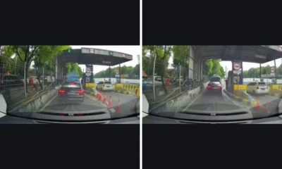 Waduh! mobil mewah terekam kabur menerobos gerbang tol jorr