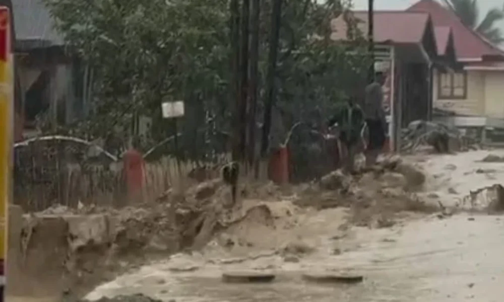 Banjir bandang kembali terjang agam sumbar! bawa material lumpur, batu, dan kayu