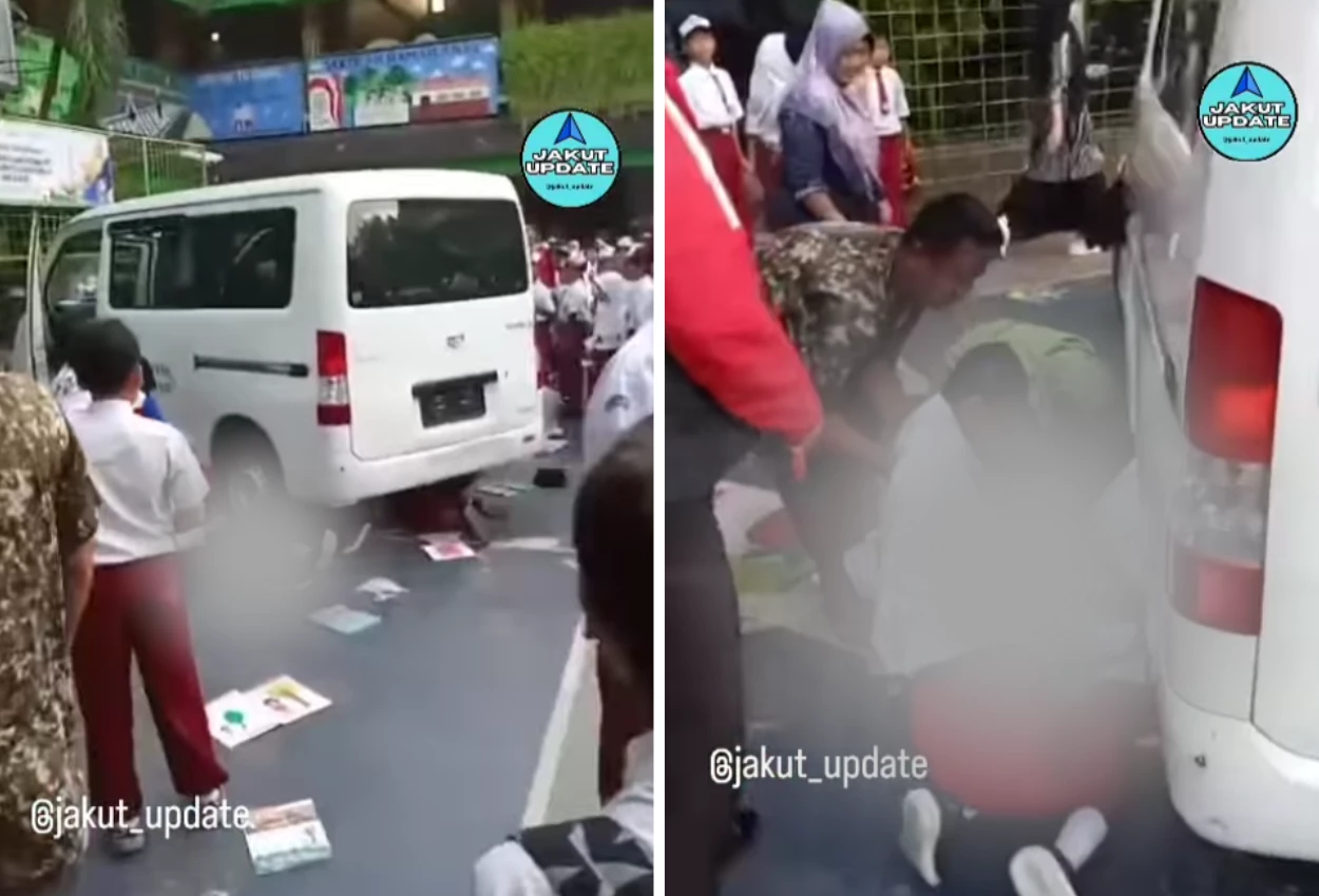 Diduga rem blong, mobil mbg hantam sejumlah siswa dan guru sdn 01 kalibaru jakut