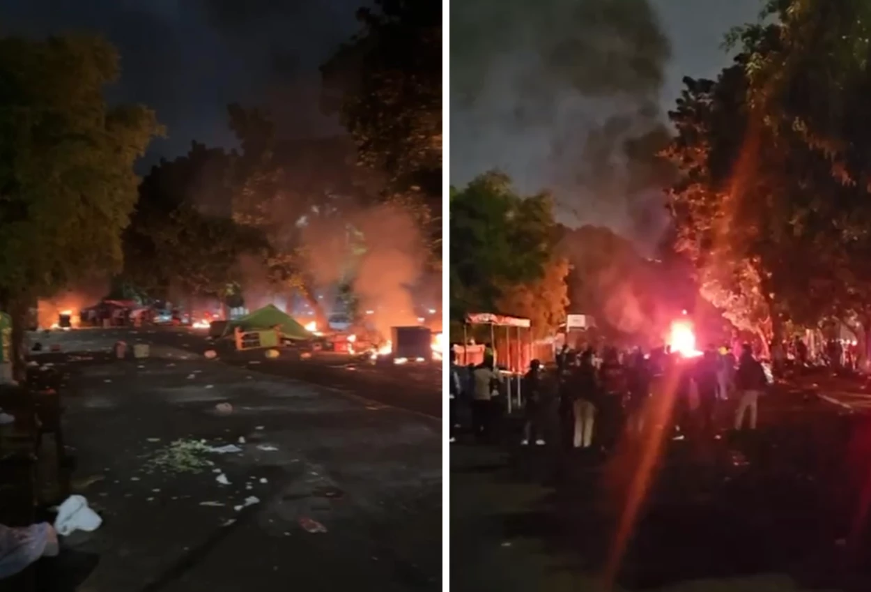 Kalibata rusuh! dua matel tewas dikeroyok hingga picu bentrokan, warung motor dibakar
