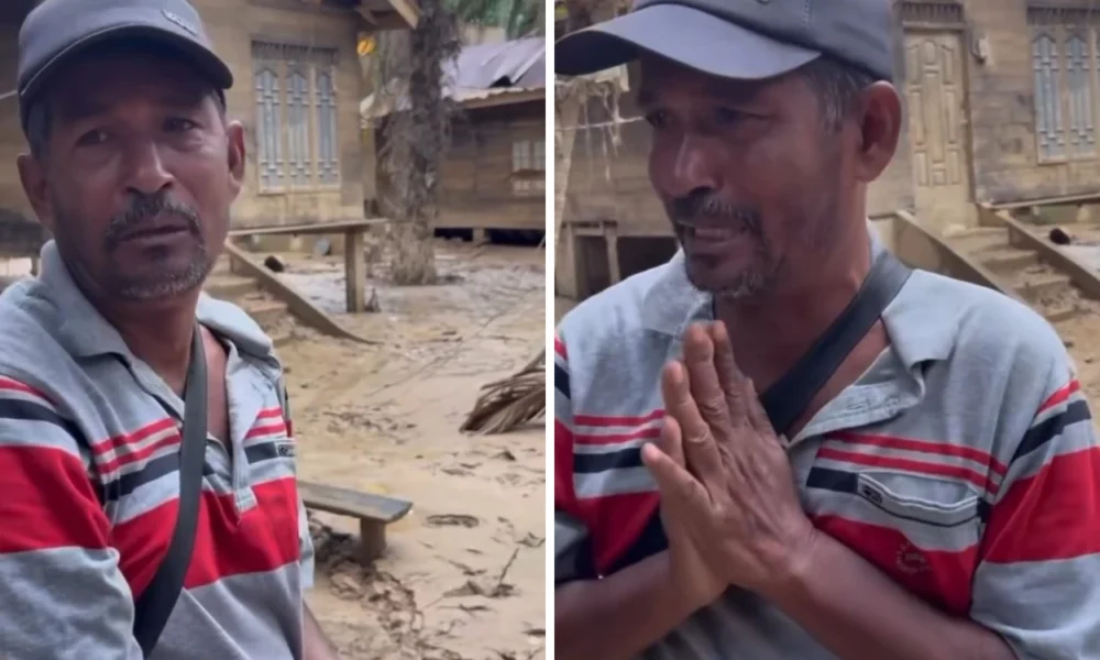 Korban banjir aceh yang masih terisolasi menangis saat didatangi relawan kalau tidak dibantu relawan, kami tidak makan