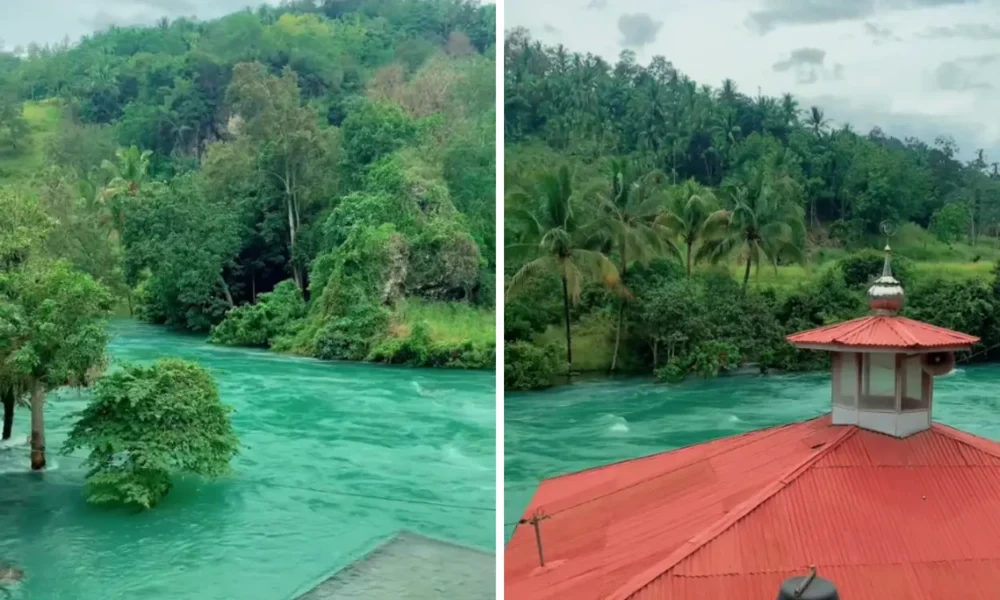 Penampakan jernihnya sungai ombilin usai diterjang banjir longsor