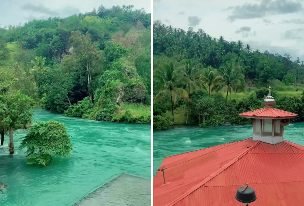 Penampakan jernihnya sungai ombilin usai diterjang banjir longsor