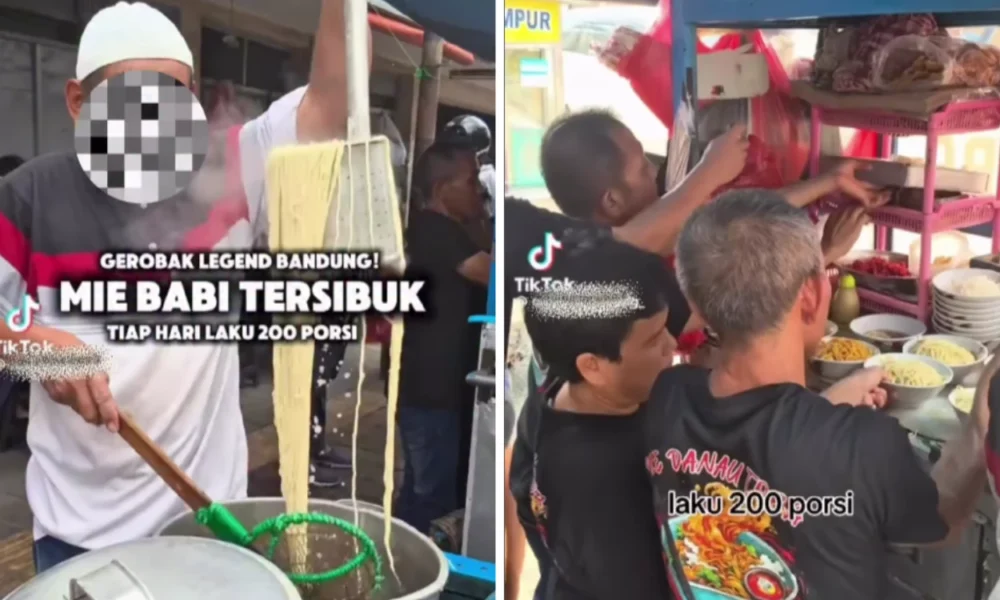 Penjual mie babi pakai peci dan hijab di bandung viral! kini gerobak sudah berstiker non halal