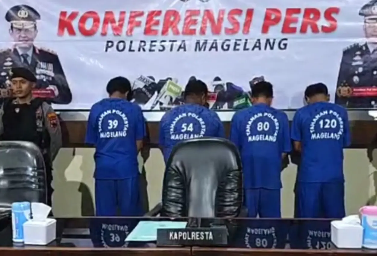 Polresta magelang ringkus empat debt collector yang culik ibu dan balita