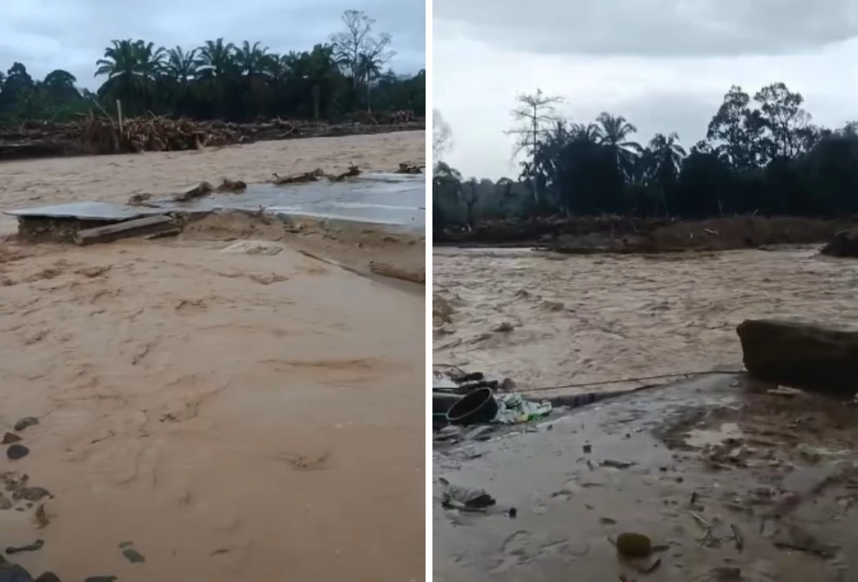Sungai di tapsel meluap lagi hingga jembatan darurat hanyut, warga di posko pengungsian panik!