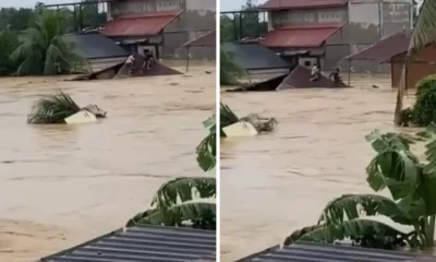 Terpisah dengan istri karena terbawa arus, pria ini tetap tegar selamatkan tetangga dan bayinya berjalan di atap rumah