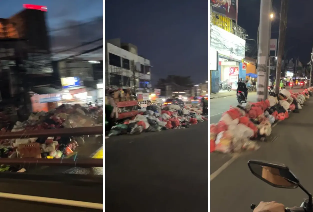 Tumpukan sampah di sisi jalan pasar ciputat