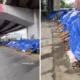 Tumpukan sampah di tangsel ditutup terpal