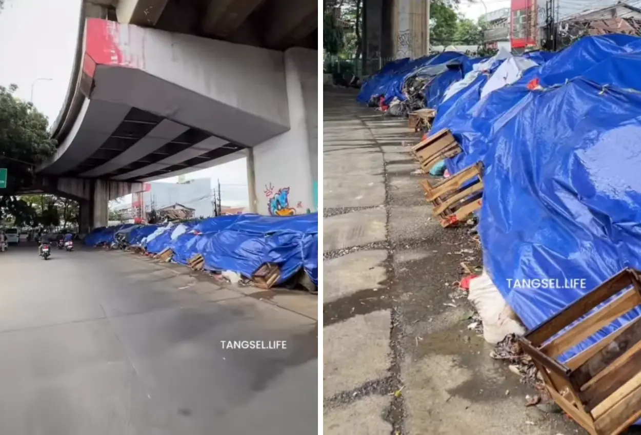 Tumpukan sampah di tangsel ditutup terpal