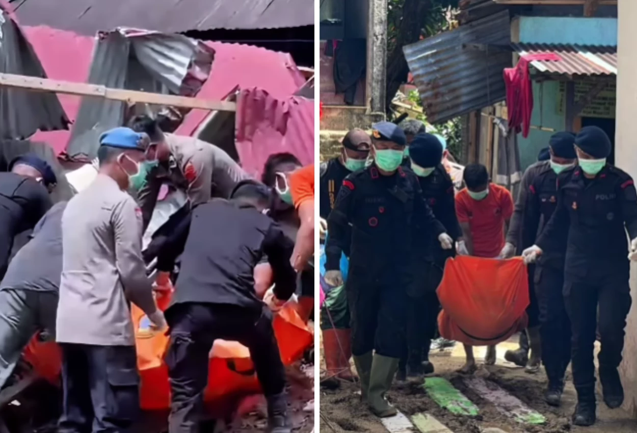 Viral! anggota brimob temukan jenazah ibunya sendiri di reruntuhan longsor sibolga