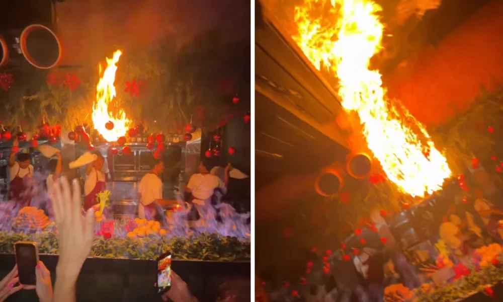 Viral! atraksi api berujung petaka, restoran di canggu bali terbakar