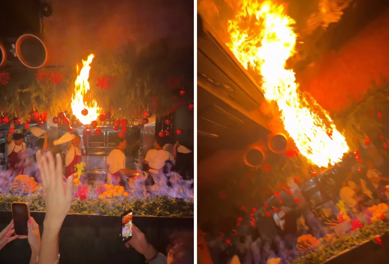 Viral! atraksi api berujung petaka, restoran di canggu bali terbakar