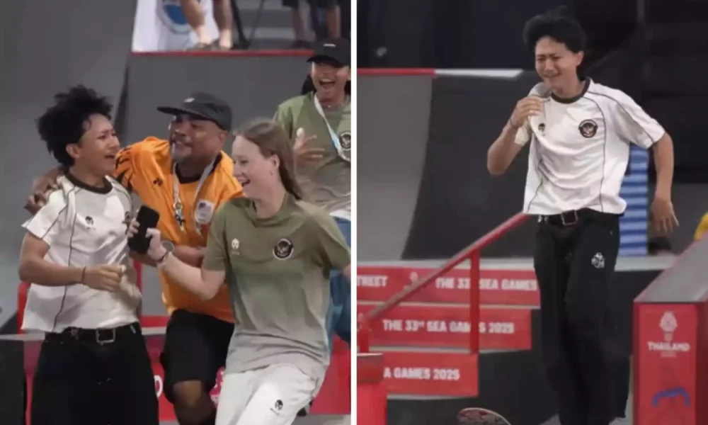 Viral! momen atlet skateboard indonesia dipeluk ofisial malaysia saat raih medali emas sea games
