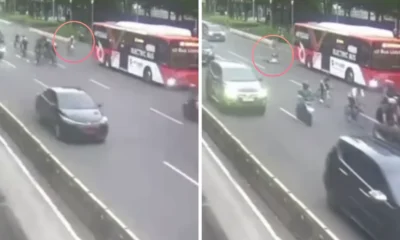 Viral di sosmed! detik detik vp skk migas tabrak transjakarta saat sedang gowes